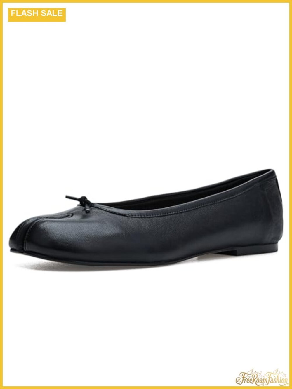 Women's Leather Ballet Flats with Split Toe, Slip-On Casual Shoes
